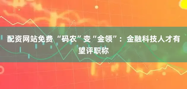 配资网站免费 “码农”变“金领”：金融科技人才有望评职称